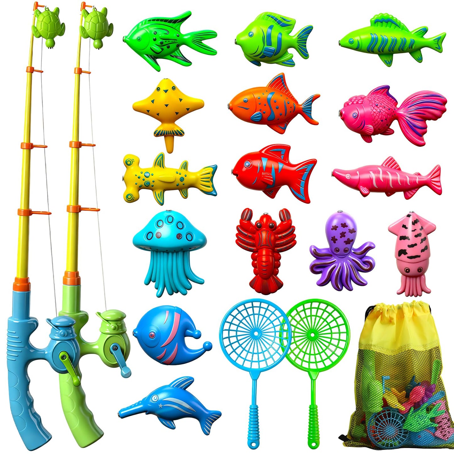 TOY Life 2-Player Magnetic Fishing Game for Kids 3-5 – Bath & Pool Toy, Educational Fishing Rod Set