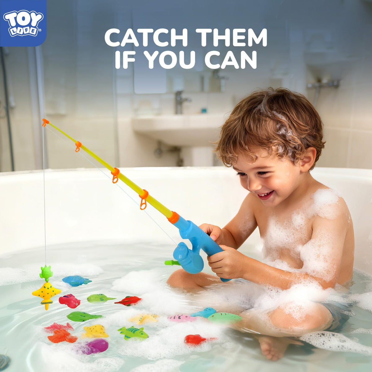 TOY Life 2-Player Magnetic Fishing Game for Kids 3-5 – Bath & Pool Toy, Educational Fishing Rod Set