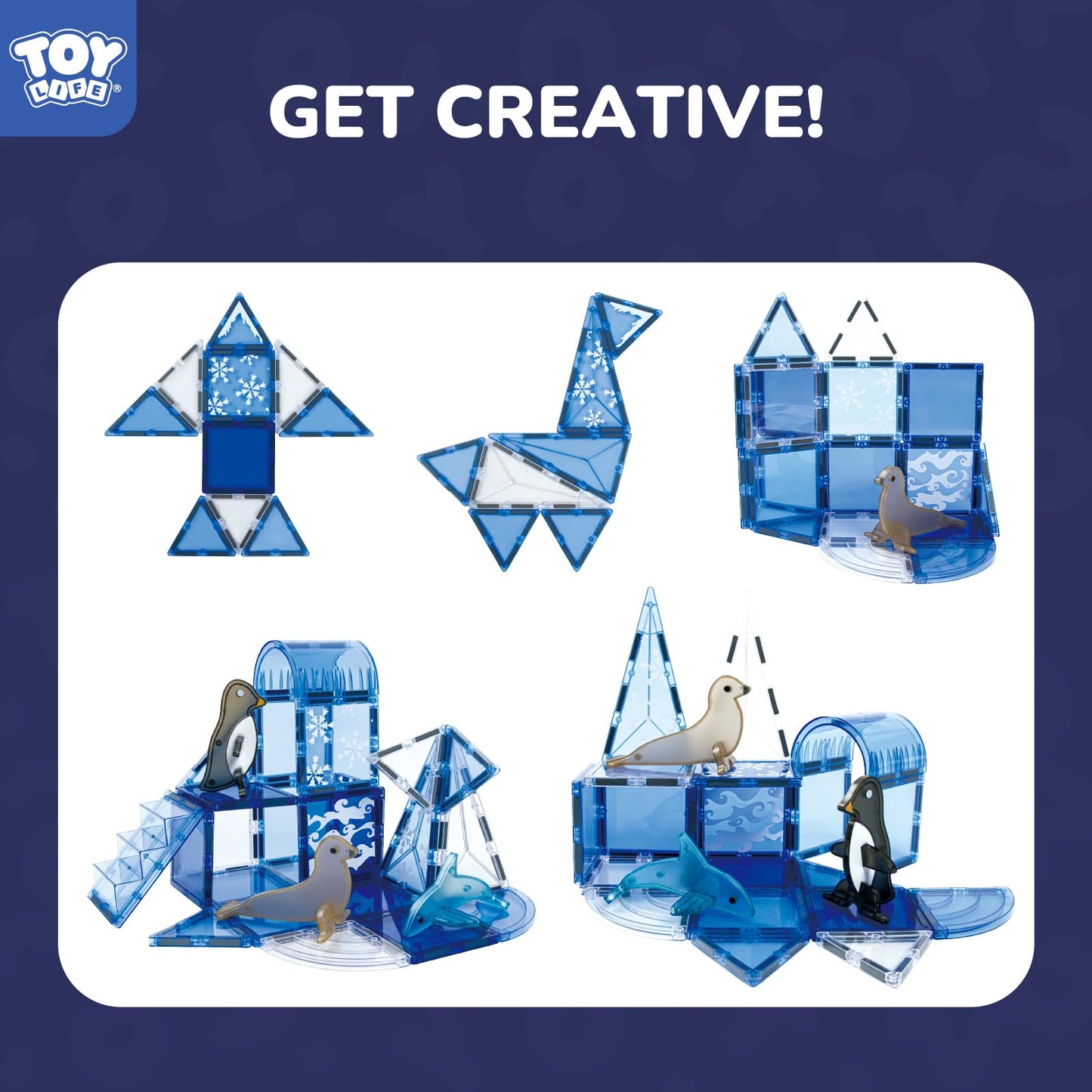 TOY Life Magnetic Tiles for Kids 3-8 – Arctic 38-Piece Building Toy