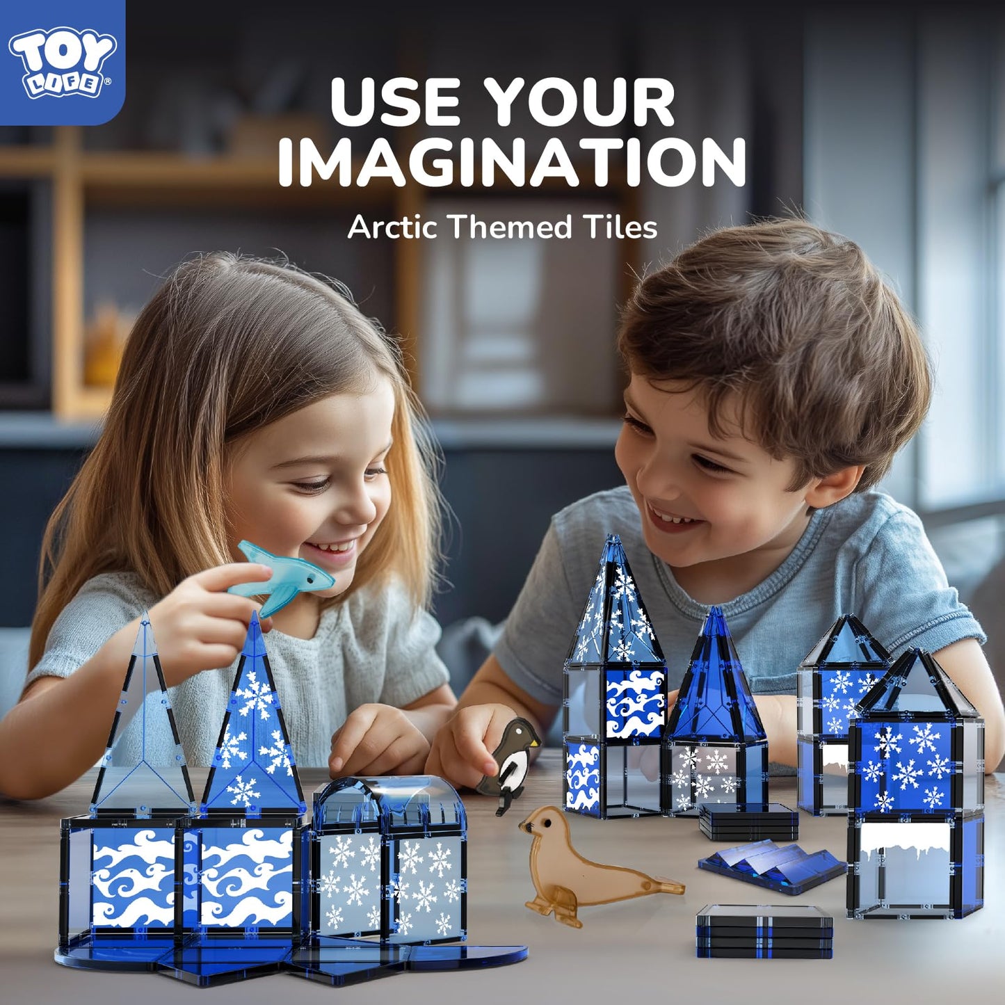 TOY Life Magnetic Tiles for Kids 3-8 – Arctic 38-Piece Building Toy