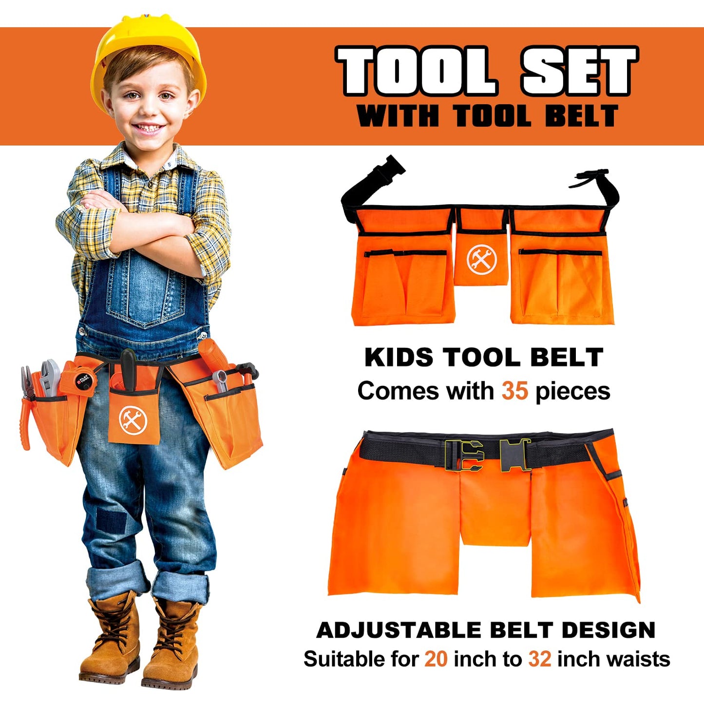 TOY Life Kids Tool Set for Boys 4-6 — Belt, Drill & Learning Construction Toys