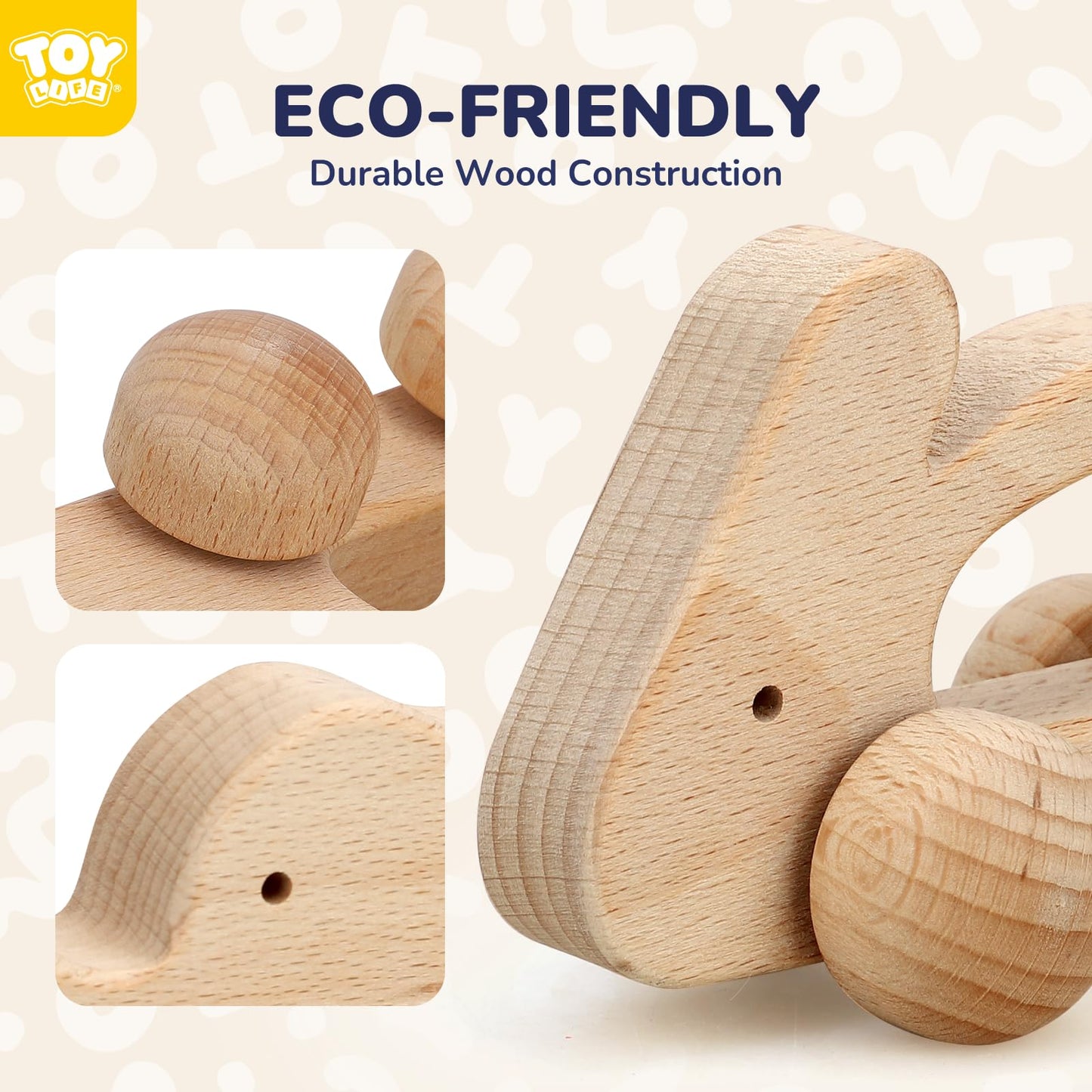 TOY Life Wooden Toy Car for Babies — Montessori Toy (6-12 Months), Natural Wood