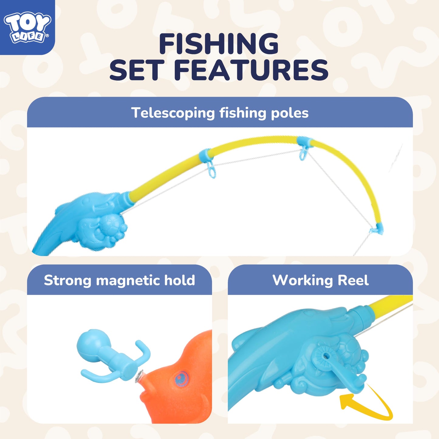 TOY Life 4-Player Magnetic Fishing Game for Kids 3-5 – Bath & Pool Toy Set