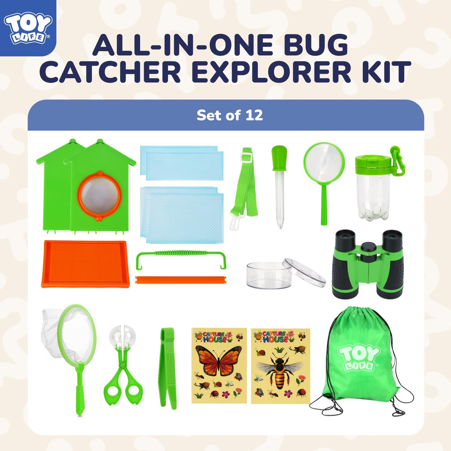 TOY Life Bug Catcher Kit for Kids – Outdoor Explorer Set with Net, Magnifier, Binoculars