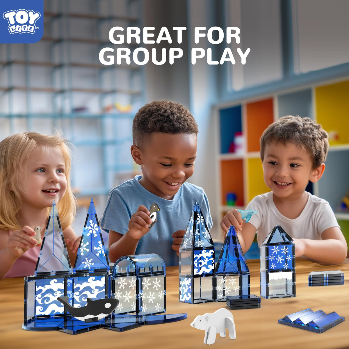 TOY Life Magnetic Tiles for Kids Ages 4-8 (56 pcs) – Magnetic Building Toy Set