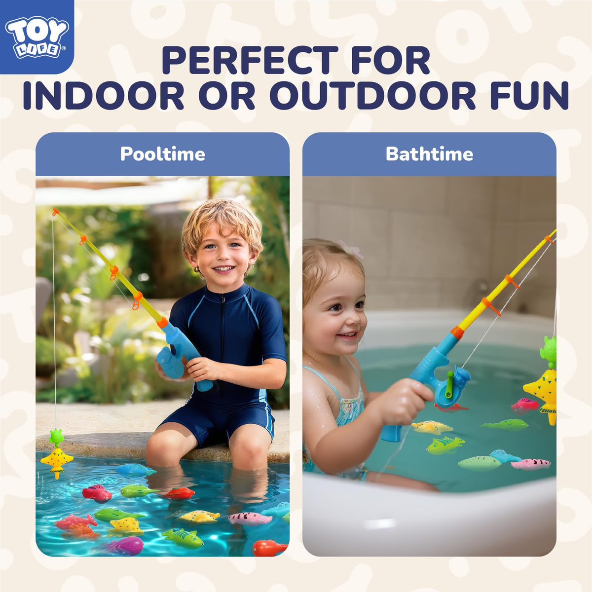 TOY Life 2-Player Magnetic Fishing Game for Kids 3-5 – Bath & Pool Toy, Educational Fishing Rod Set