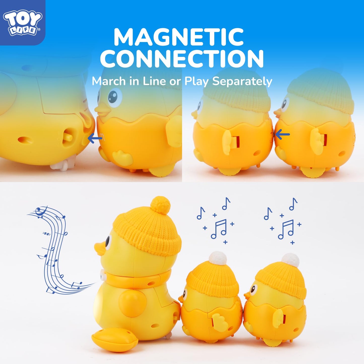 TOY Life Baby Tummy Time Toys — Dancing Duck Set with Mama & Baby Ducks for 1 Year Olds