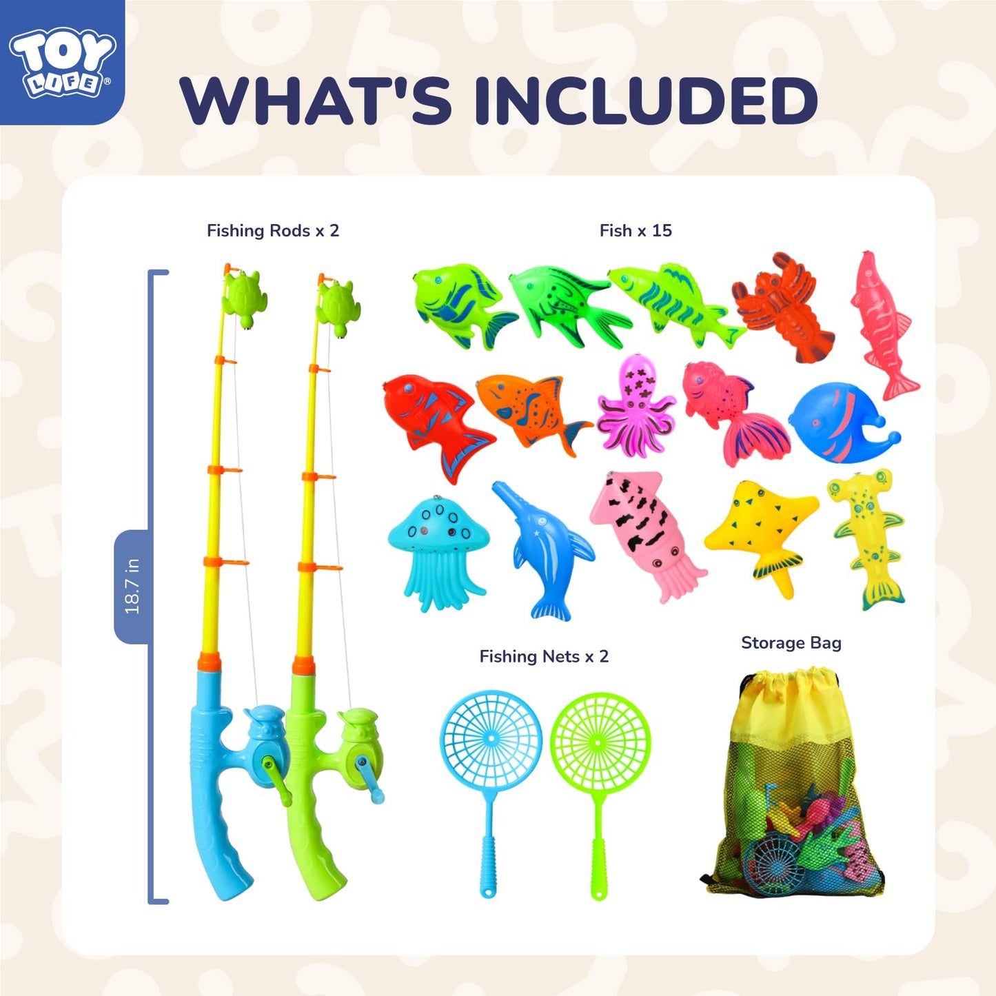 TOY Life 2-Player Magnetic Fishing Game for Kids 3-5 – Bath & Pool Toy, Educational Fishing Rod Set