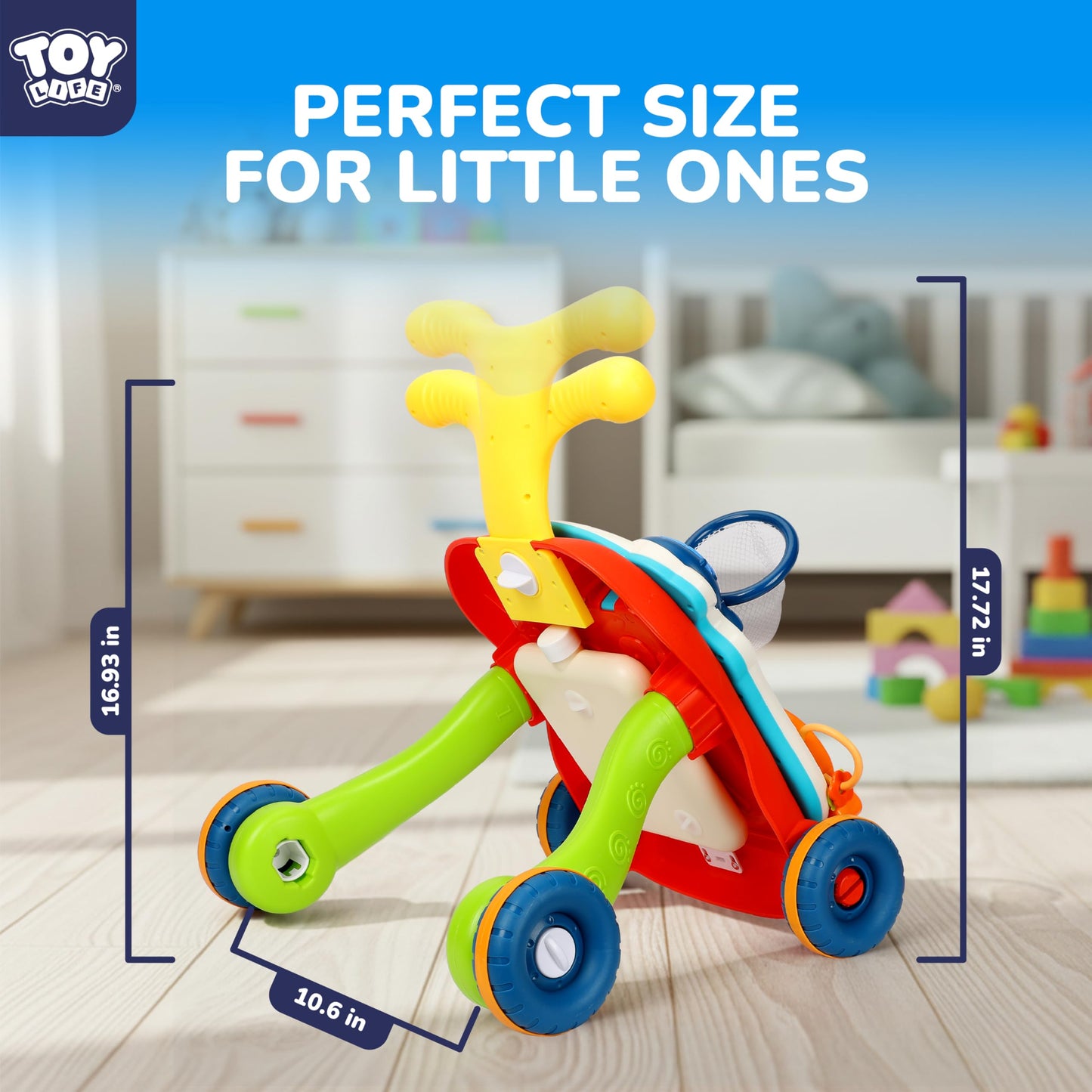 TOY Life 3-in-1 Baby Push Walker & Activity Center | Sit-to-Stand Toy for Babies 6-12 Months