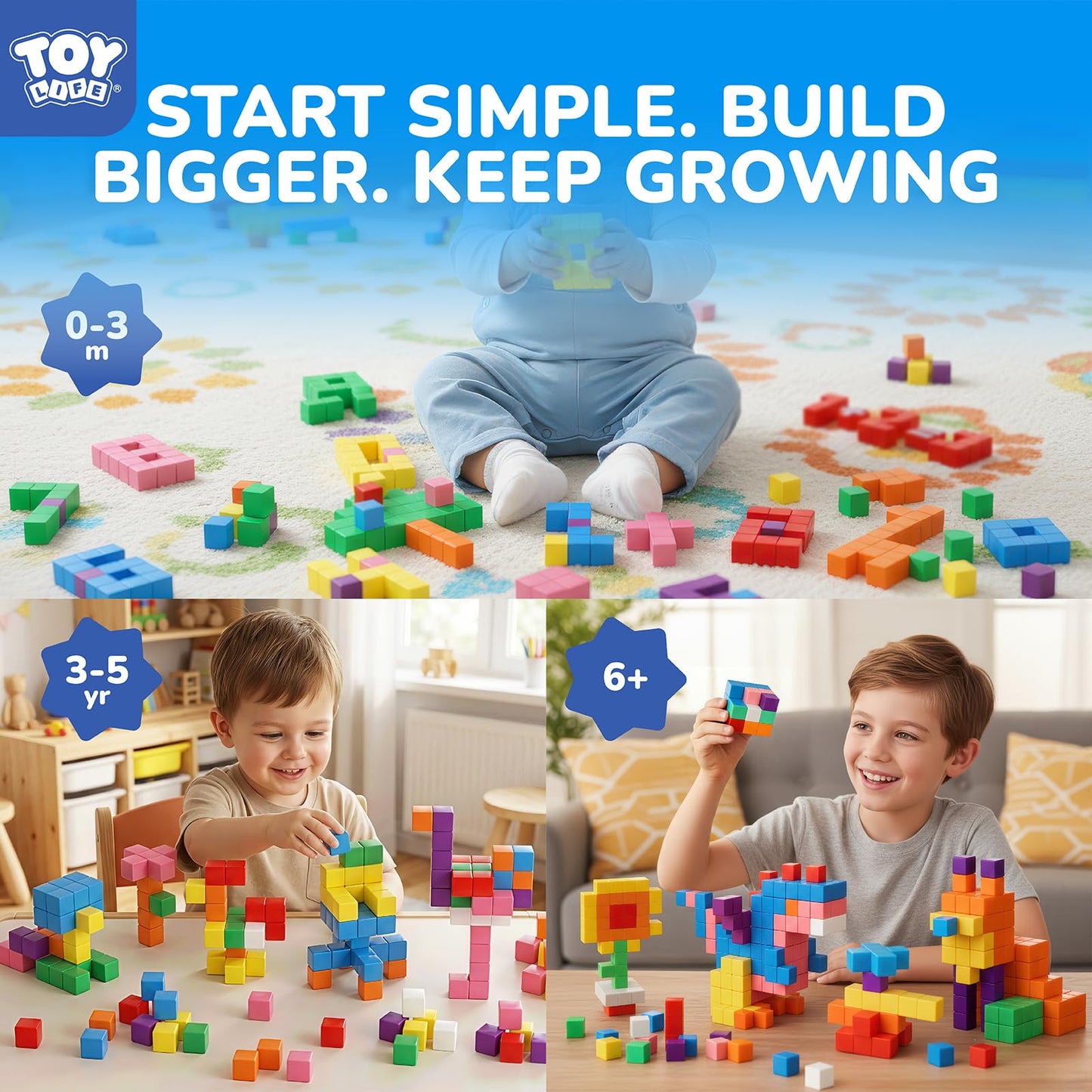 TOY Life 64PCS Magnetic Blocks for Kids 3-8 | STEM Magnetic Cubes, 3D Building & Sensory Play