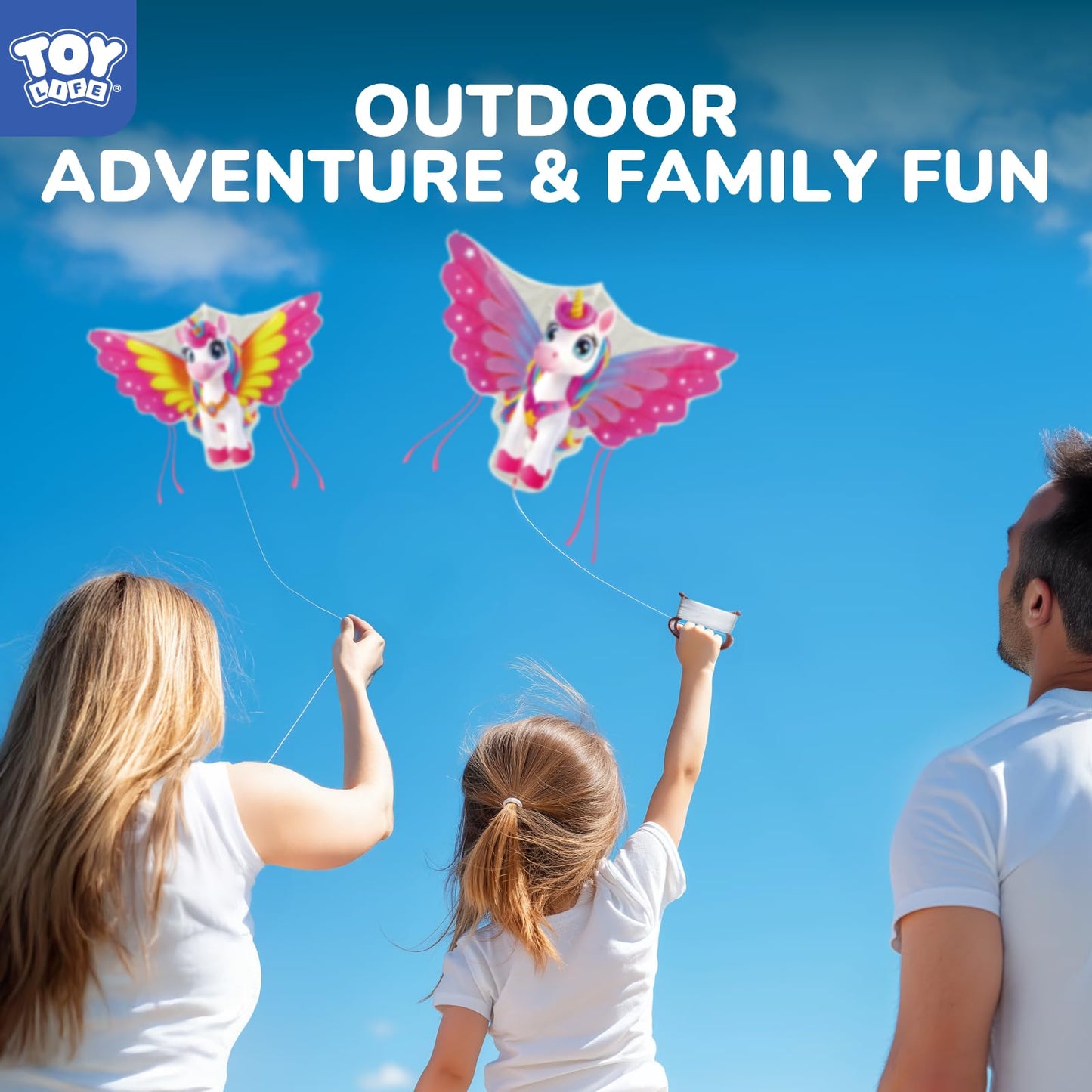 TOY Life 2 Pack 48.4'' Unicorn Kites — Easy To Fly for Kids & Adults with 328.1 ft String