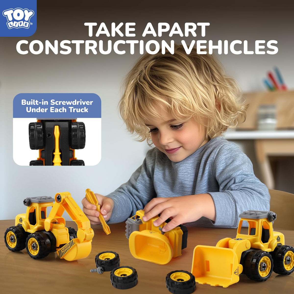 TOY Life Take Apart Trucks – STEM Construction Toys for Ages 3–8