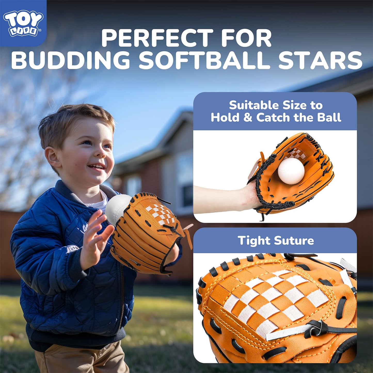 TOY Life Tball Set for Kids 3-12 — Bat, Tee, Glove, 6 Balls, Outdoor Tee Ball Toy