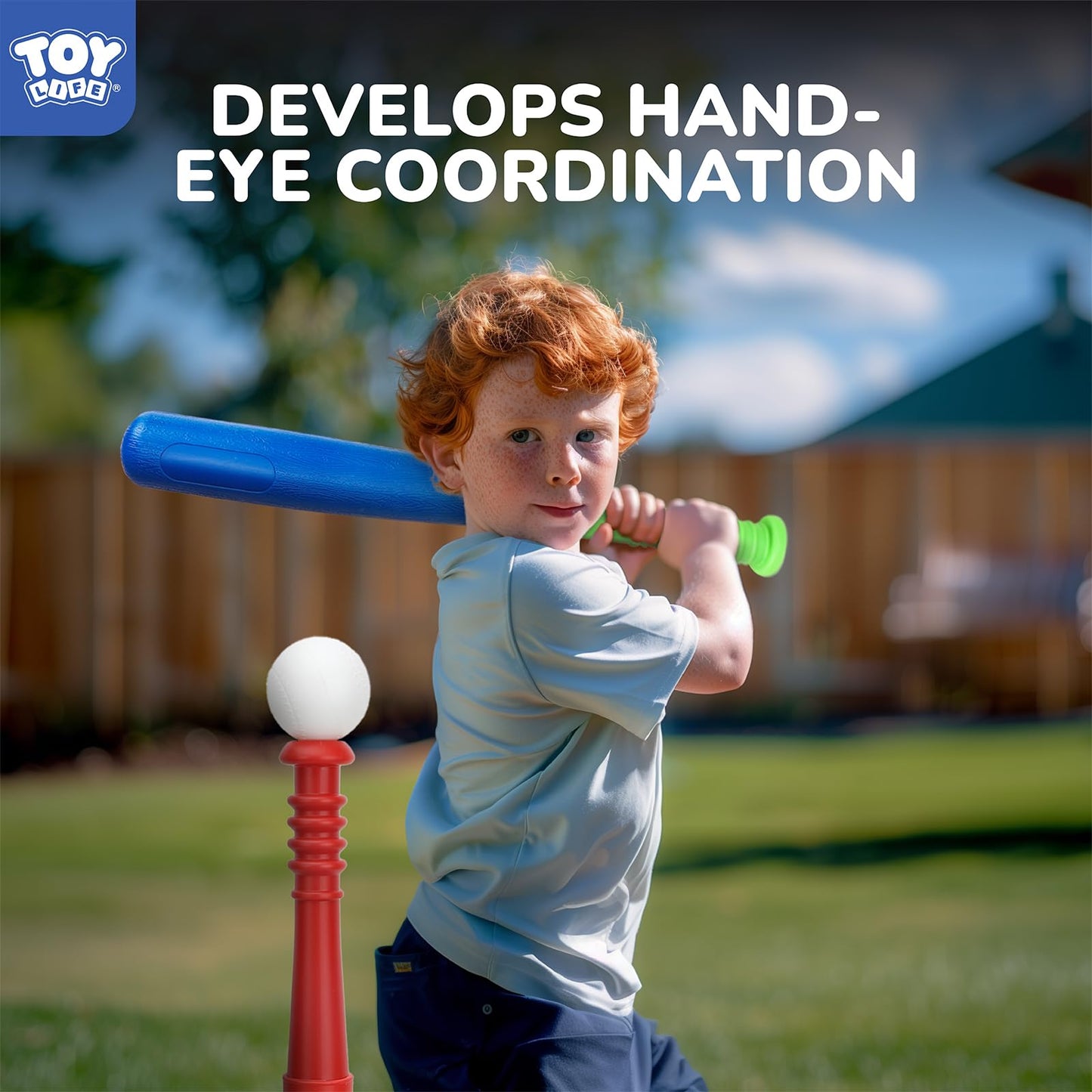 TOY Life Tball Set for Kids 3-12 — Bat, Tee, Glove, 6 Balls, Outdoor Tee Ball Toy