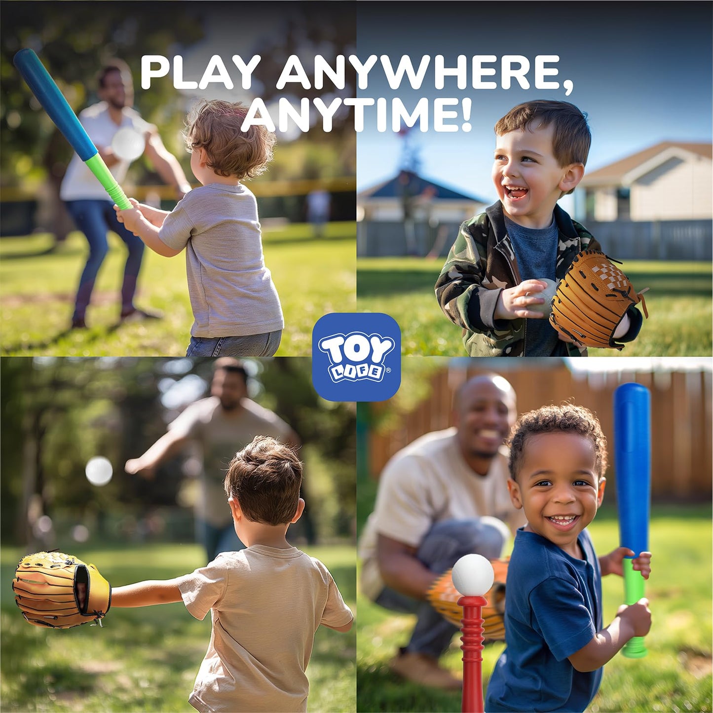 TOY Life Tball Set for Kids 3-12 — Bat, Tee, Glove, 6 Balls, Outdoor Tee Ball Toy