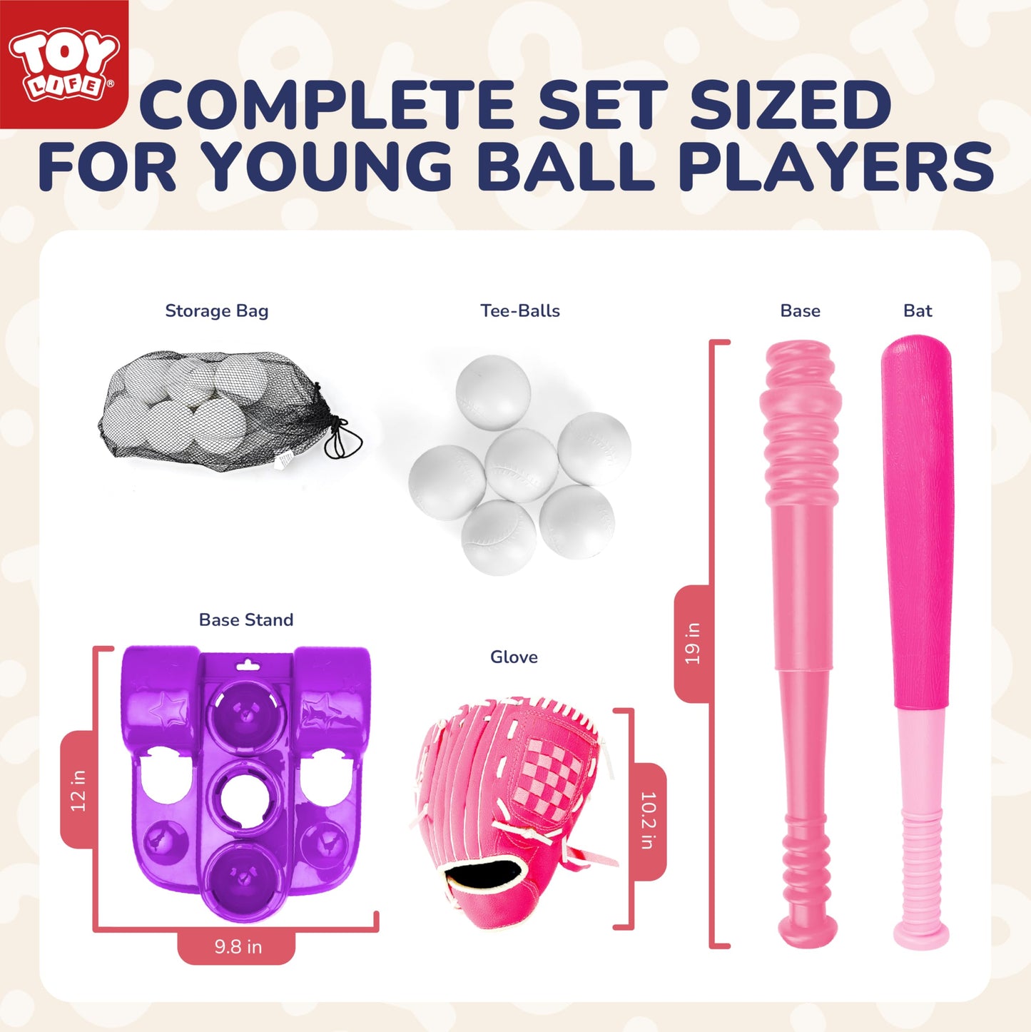 TOY Life T Ball Set for Kids 3-5 & 5-8 – Tee Ball Set with Glove & Balls
