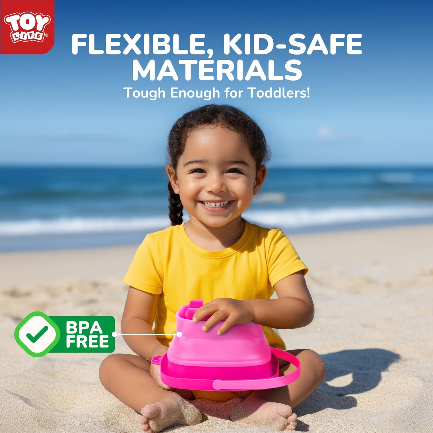 TOY Life 41 Pcs Beach Toy Set – Collapsible Buckets, Sand Molds & Shovels for Kids 4-8