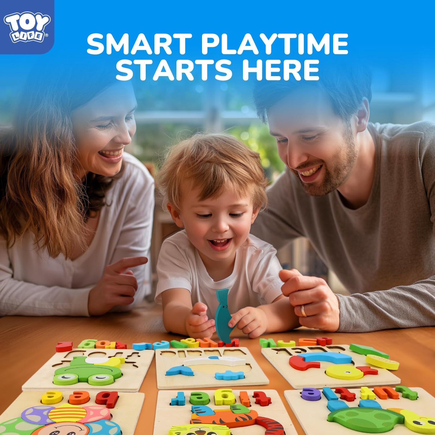 TOY Life Toddler Puzzles — 6 Animal Alphabet Wooden Jigsaw for Ages 1–5