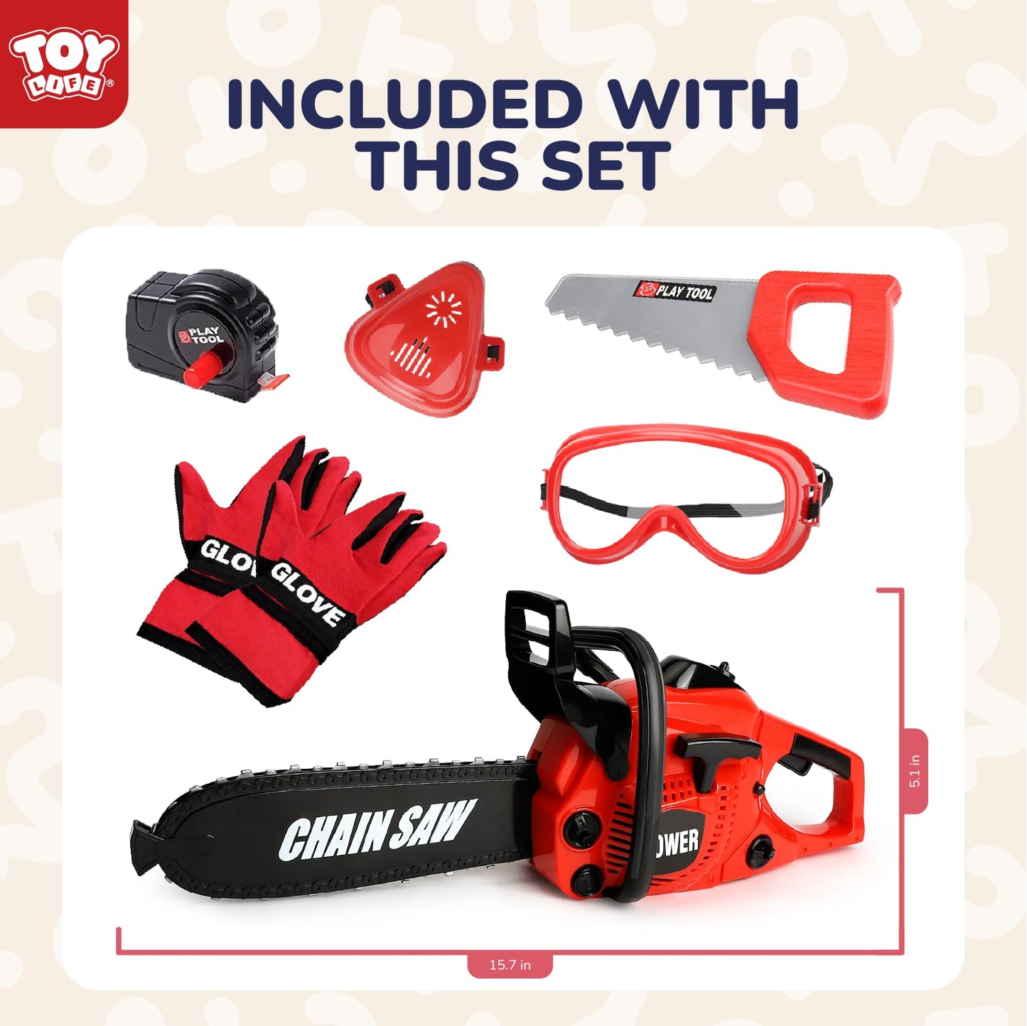 TOY Life Toy Chainsaw Kids Tool Set - Realistic Pretend Play for Ages 3-8