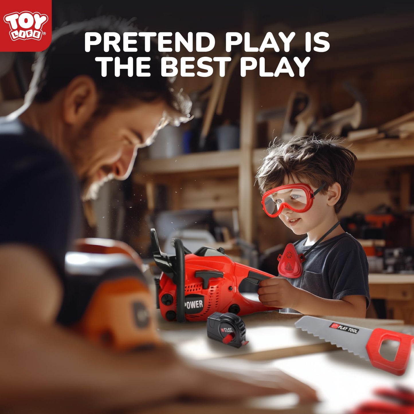 TOY Life Toy Chainsaw Kids Tool Set - Realistic Pretend Play for Ages 3-8