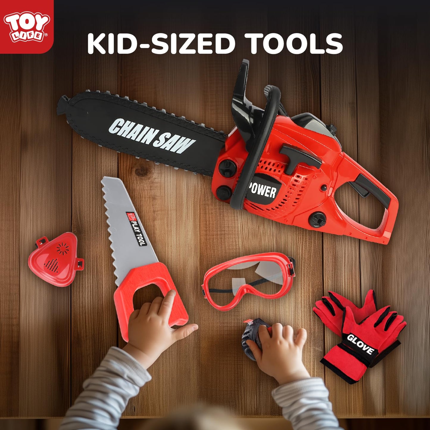 TOY Life Toy Chainsaw Kids Tool Set - Realistic Pretend Play for Ages 3-8