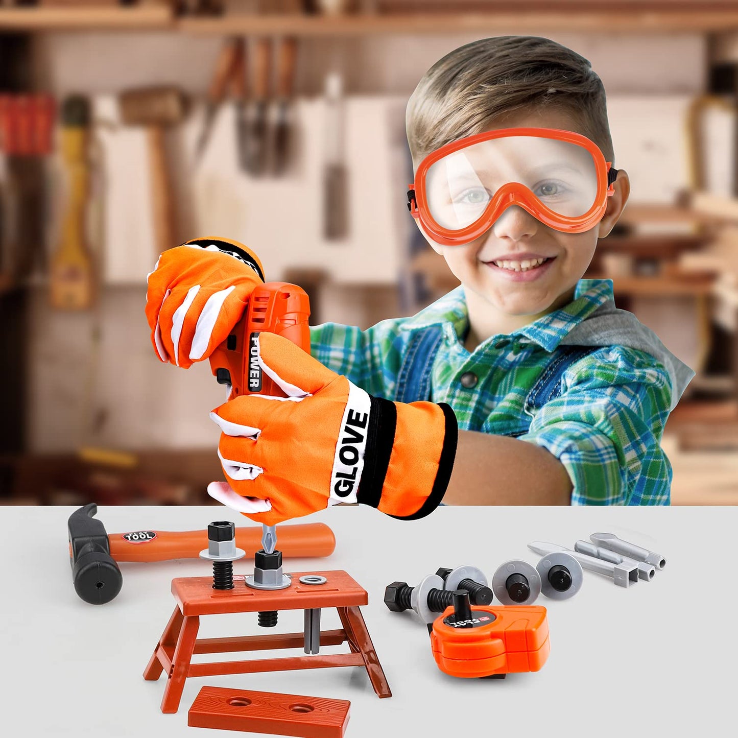 TOY Life Kids Tool Set for Boys 4-6 — Belt, Drill & Learning Construction Toys