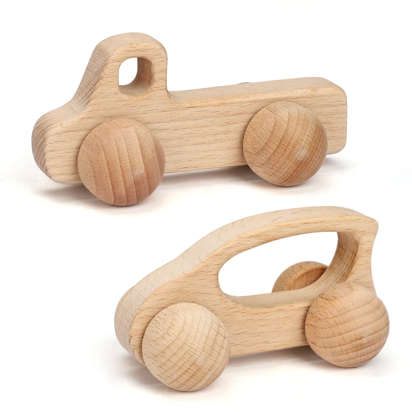 TOY Life Wooden Cars – Montessori Push-Pull Rattle Toys for Babies 0-3 Years