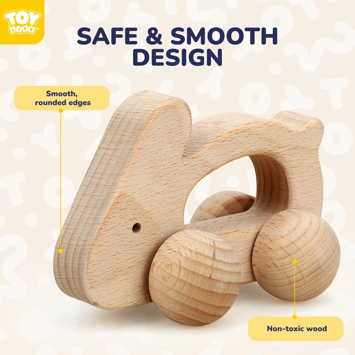 TOY Life Wooden Toy Car for Babies — Montessori Toy (6-12 Months), Natural Wood