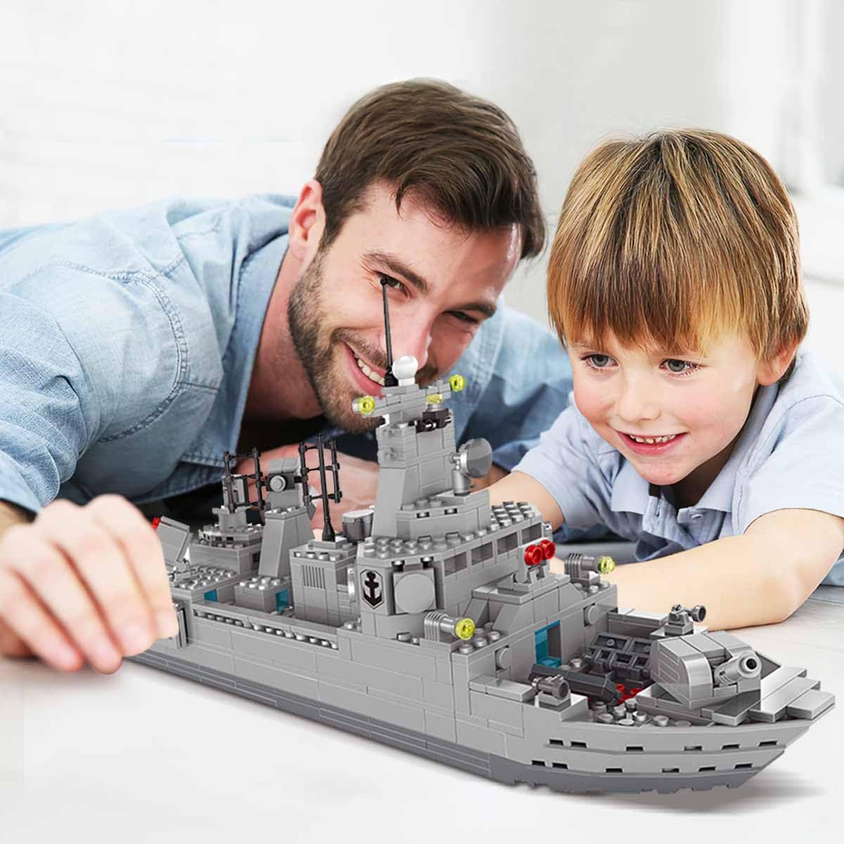 TOY PLAYER Navy Destroyer Building Set – 528pcs Battleship Toy Compatible with LEGO for Boys 8-14 & Adults