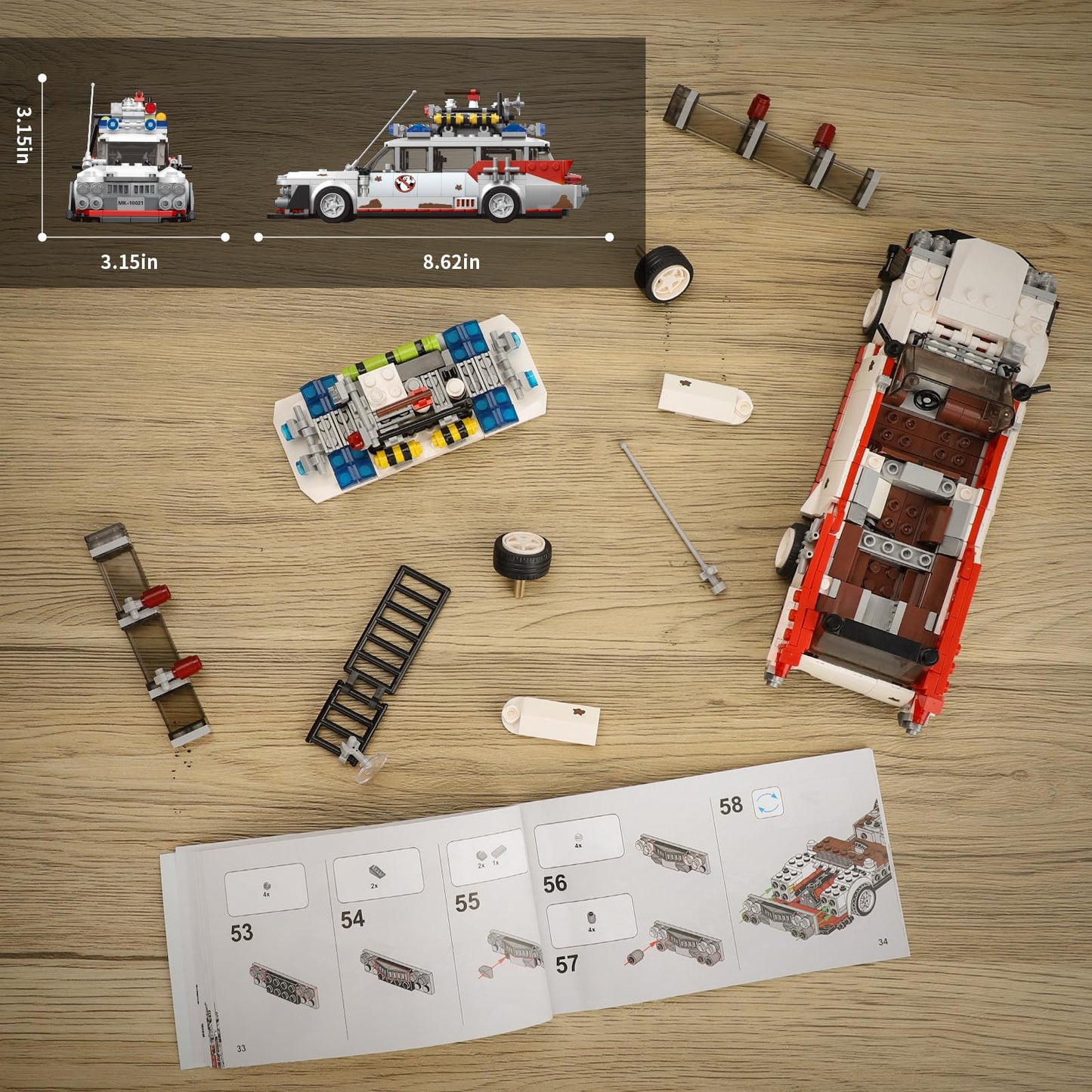 TOY PLAYER Ghost Car ECTO-1 Building Kit – 646 Pieces for Adults & Kids 8+ | Compatible with LEGO Speed