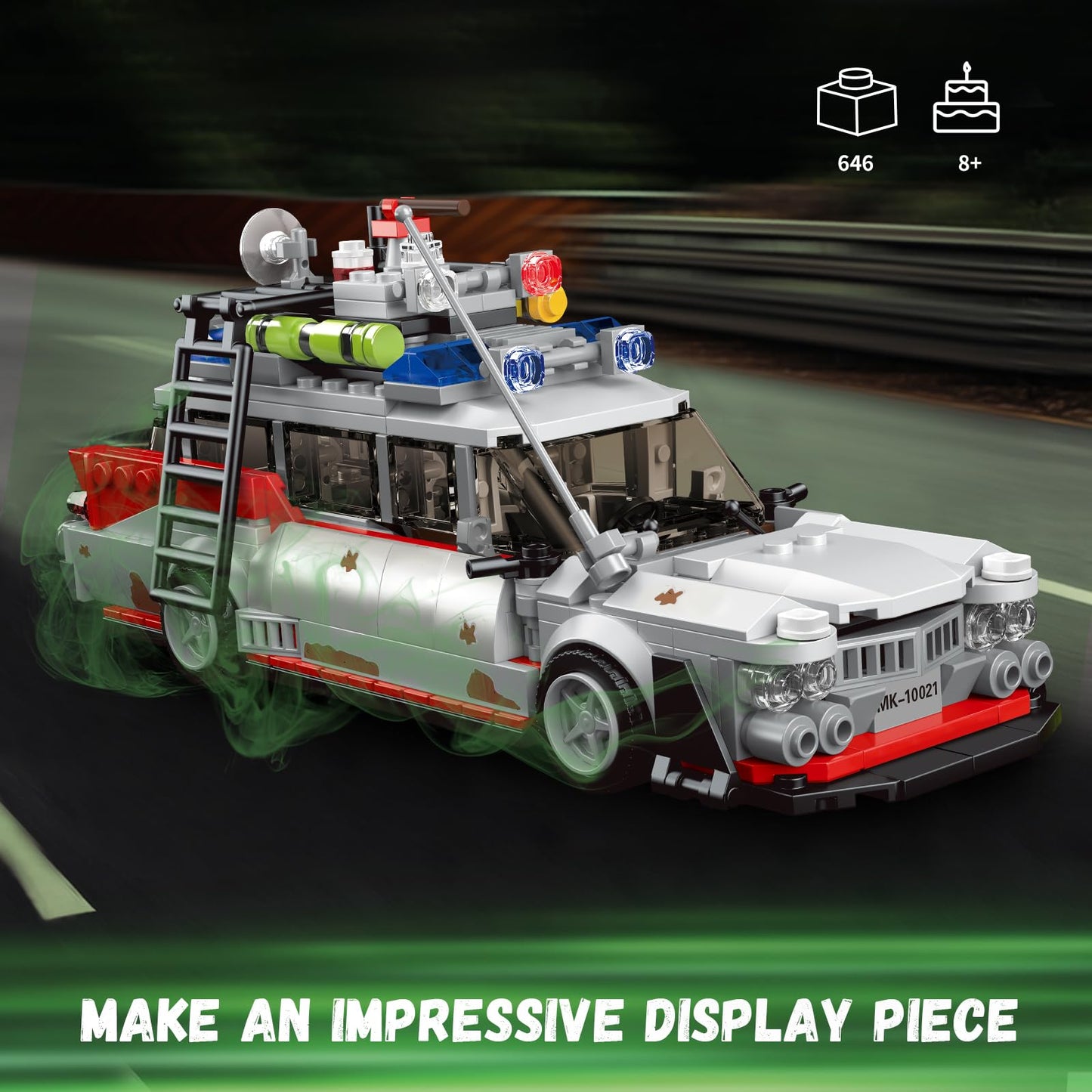 TOY PLAYER Ghost Car ECTO-1 Building Kit – 646 Pieces for Adults & Kids 8+ | Compatible with LEGO Speed