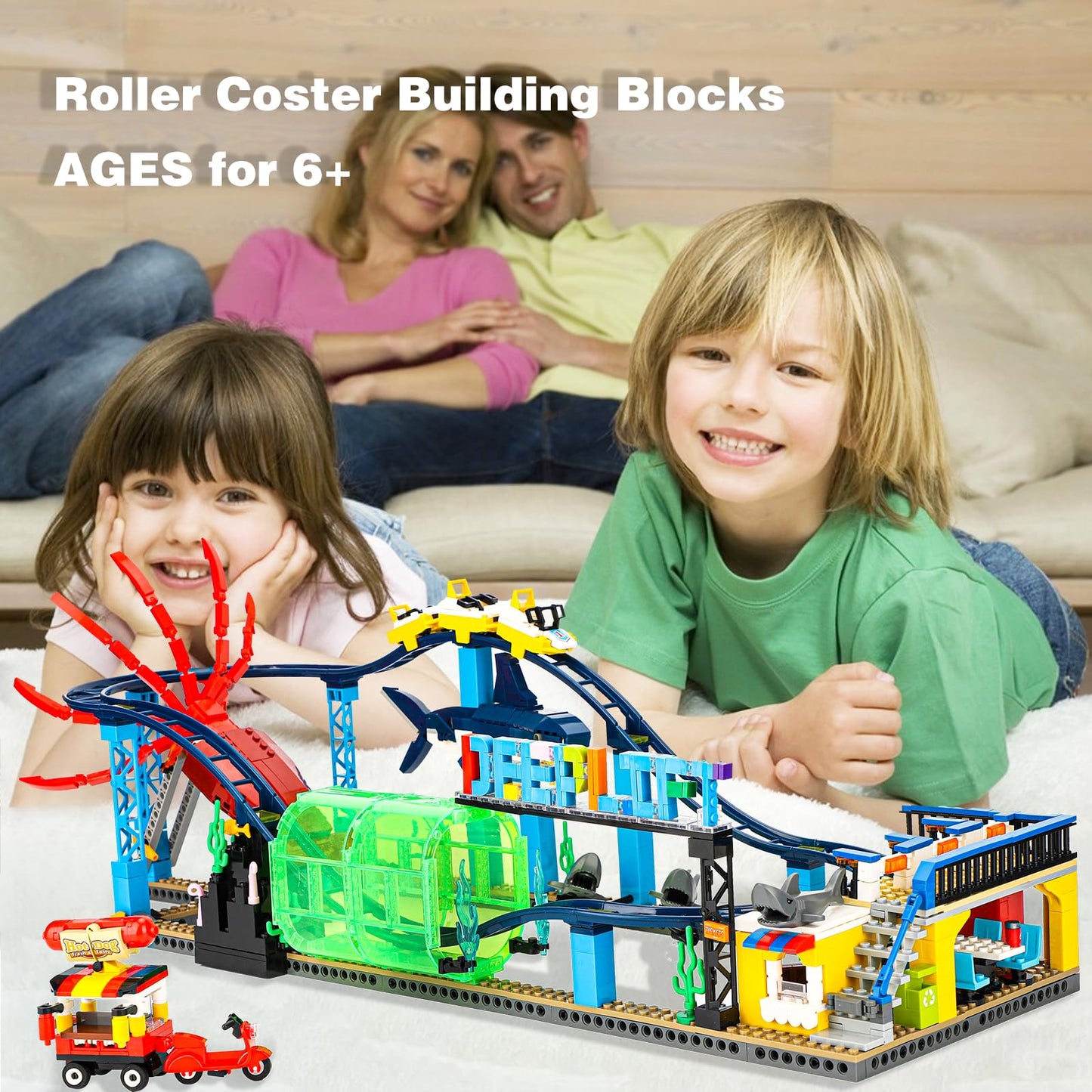 TOY PLAYER Roller Coaster Building Blocks Set (1308 pcs) – Aquarium Theme, LEGO-Compatible