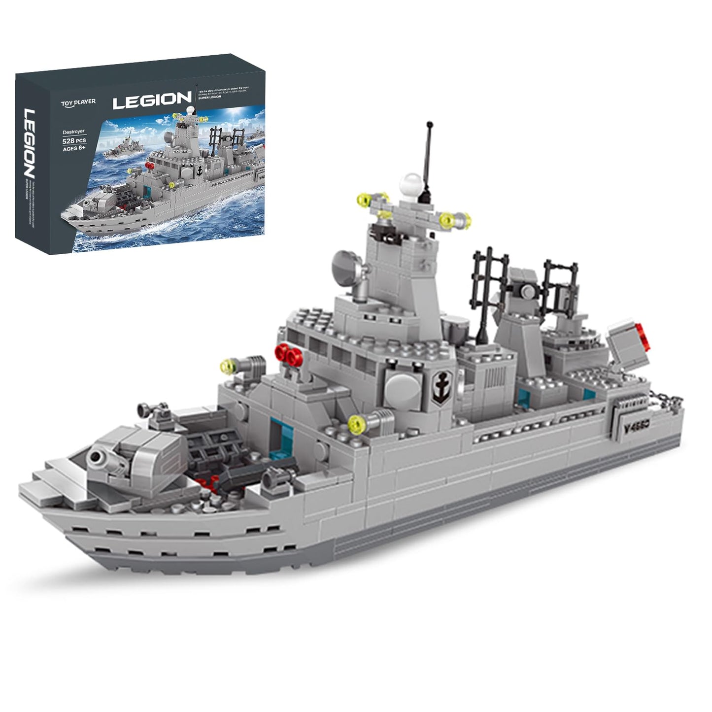 TOY PLAYER Navy Destroyer Building Set – 528pcs Battleship Toy Compatible with LEGO for Boys 8-14 & Adults