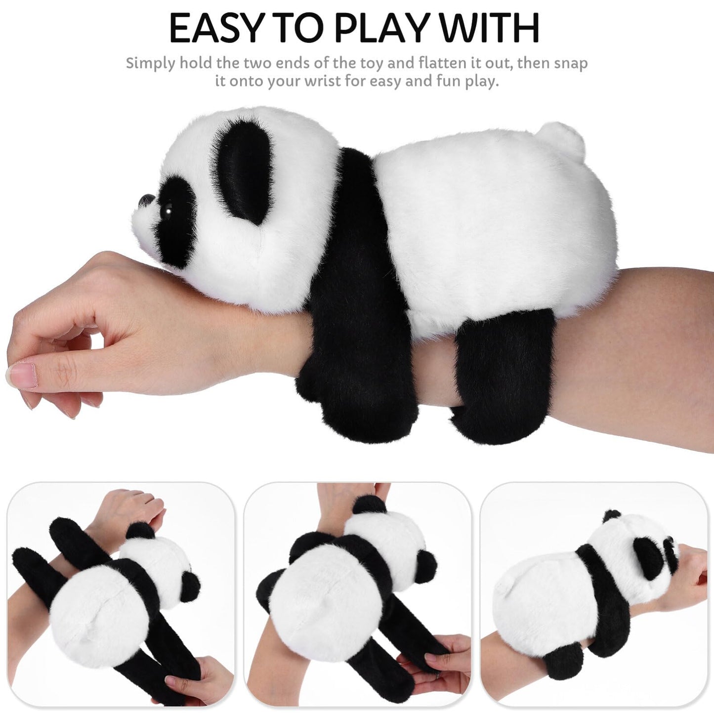 TOYANDONA Panda Slap Bracelet – Plush Hugger Wristband for Kids