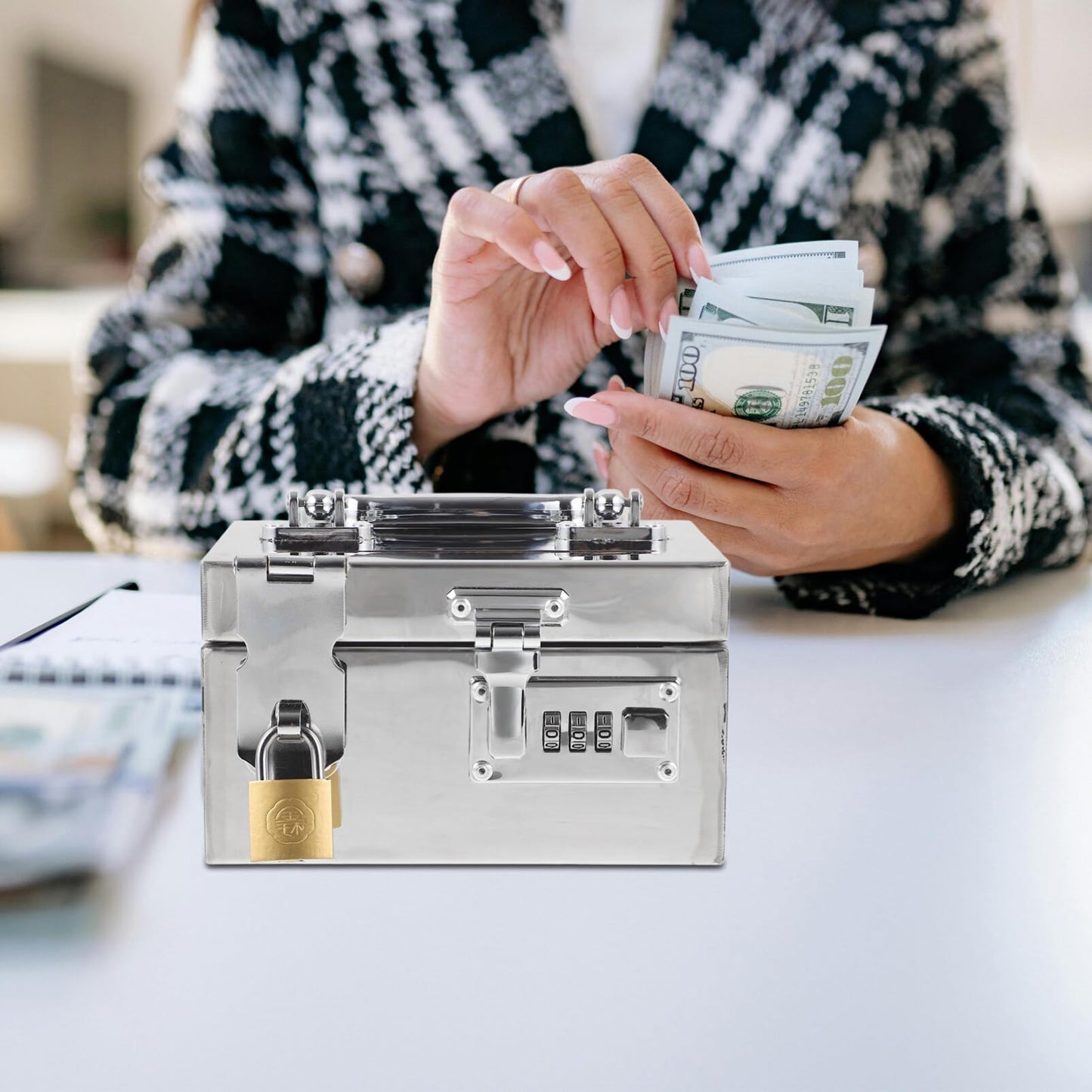 TOYANDONA Piggy Bank for Adults – Stainless Steel Money Saving Box with Combination Lock