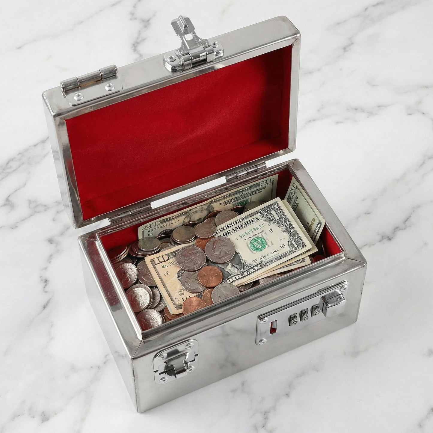 TOYANDONA Piggy Bank for Adults – Stainless Steel Money Saving Box with Combination Lock