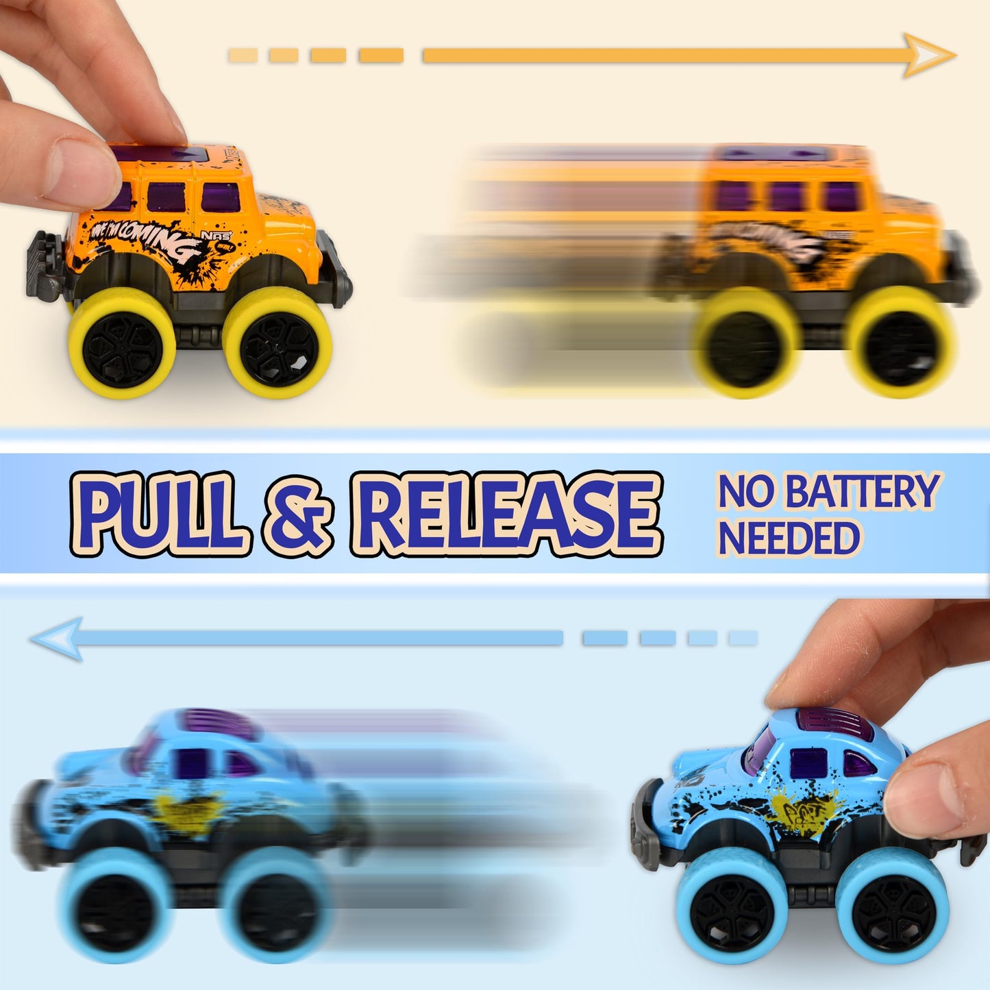Toyard Monster Truck Christmas Stocking Stuffers – 12 Pull-Back Trucks for Kids 3-6