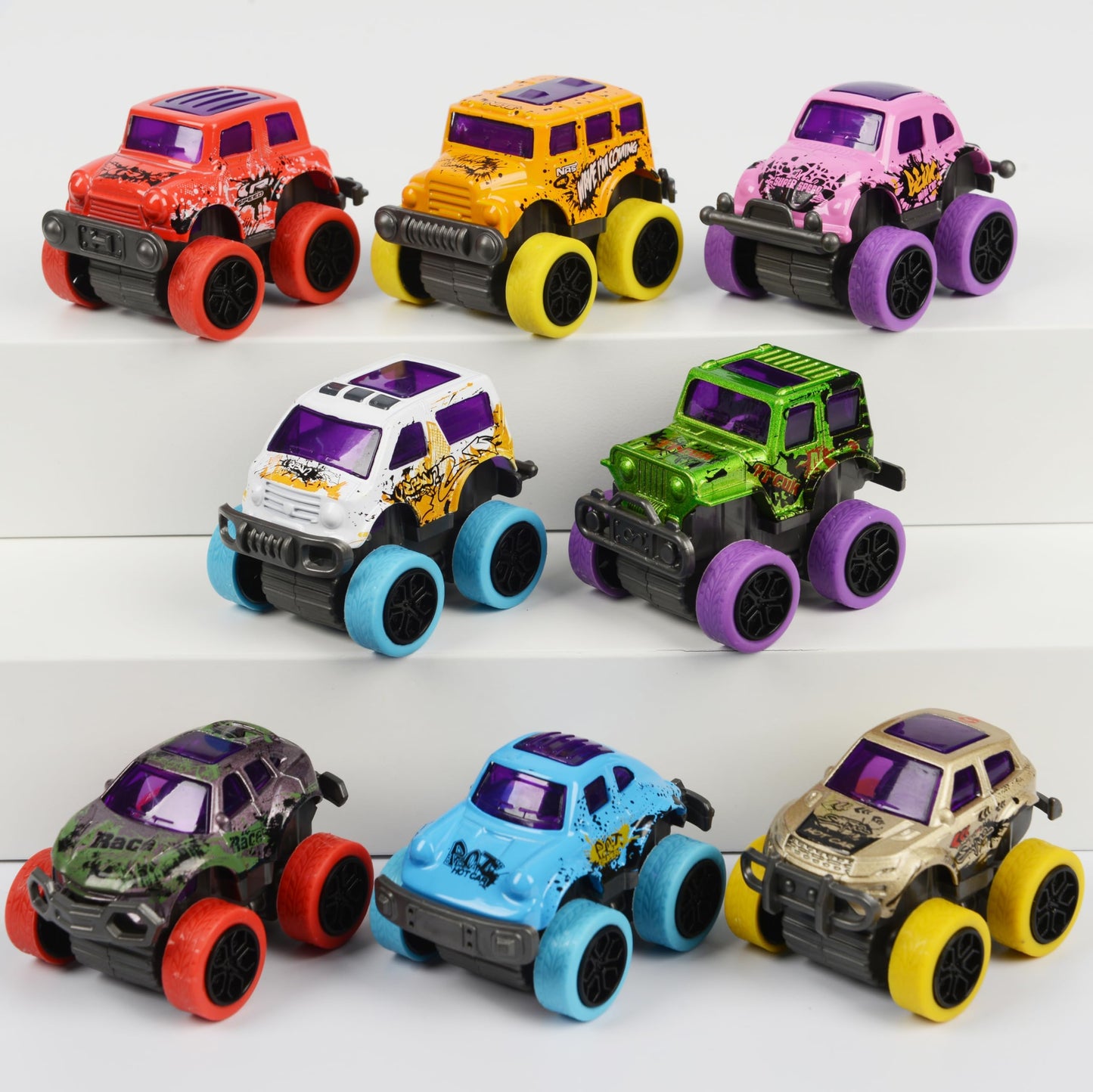 Toyard Monster Truck Christmas Stocking Stuffers – 12 Pull-Back Trucks for Kids 3-6