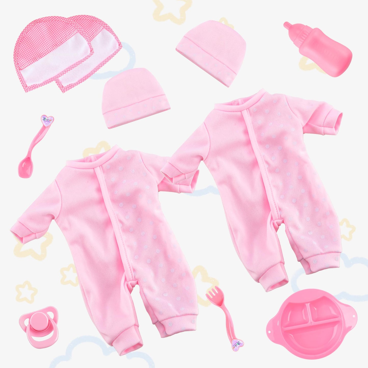 Toy Choi's Twin Baby Dolls - 12in Soft Body Play Set with Accessories | Pink Outfit