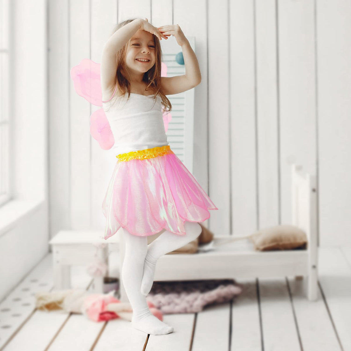 Toycost Girls Princess Dress Up Trunk – Ladybug, Bee, Butterfly & Green Fairy Costumes (Ages 3-7)
