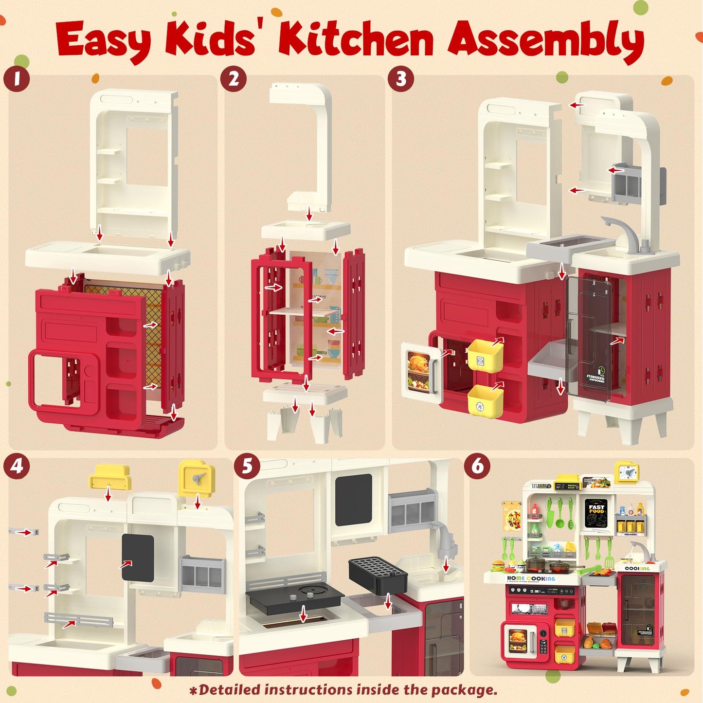Toycost Kids Kitchen Playset with Lights, Sounds & Steam – Large 3-in-1 Kitchen