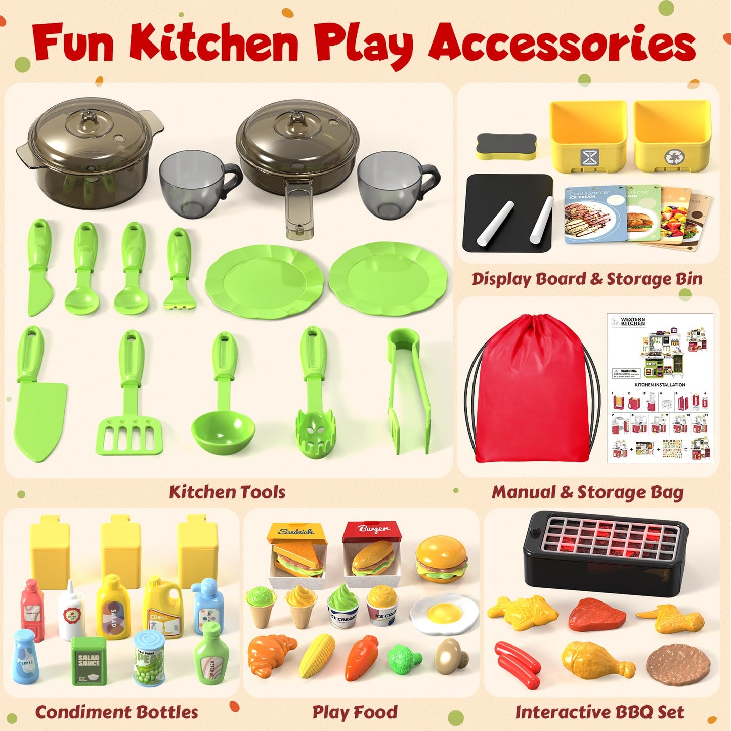 Toycost Kids Kitchen Playset with Lights, Sounds & Steam – Large 3-in-1 Kitchen