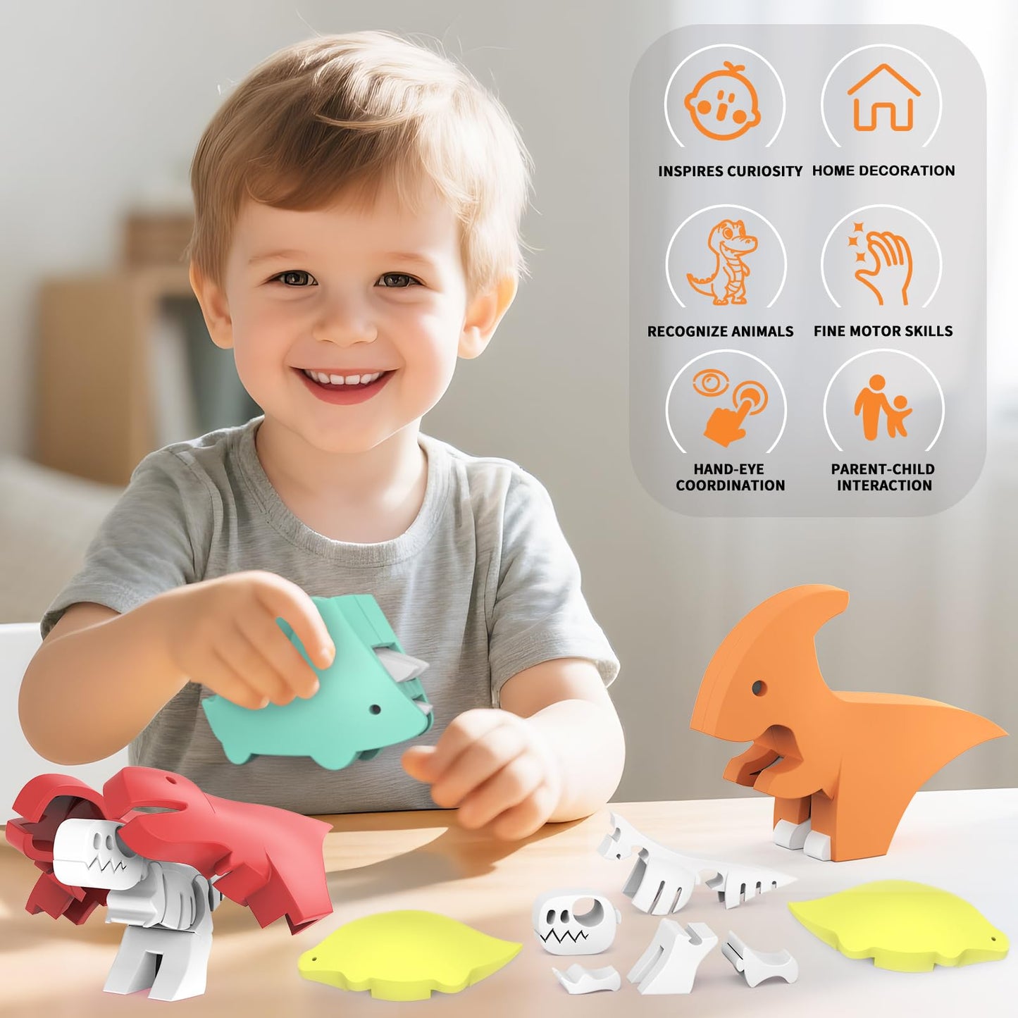 Toycost Magnetic Animal Building Toys – STEM 3D Puzzle for Toddlers (Lion, Elephant, Crocodile, Gnu)