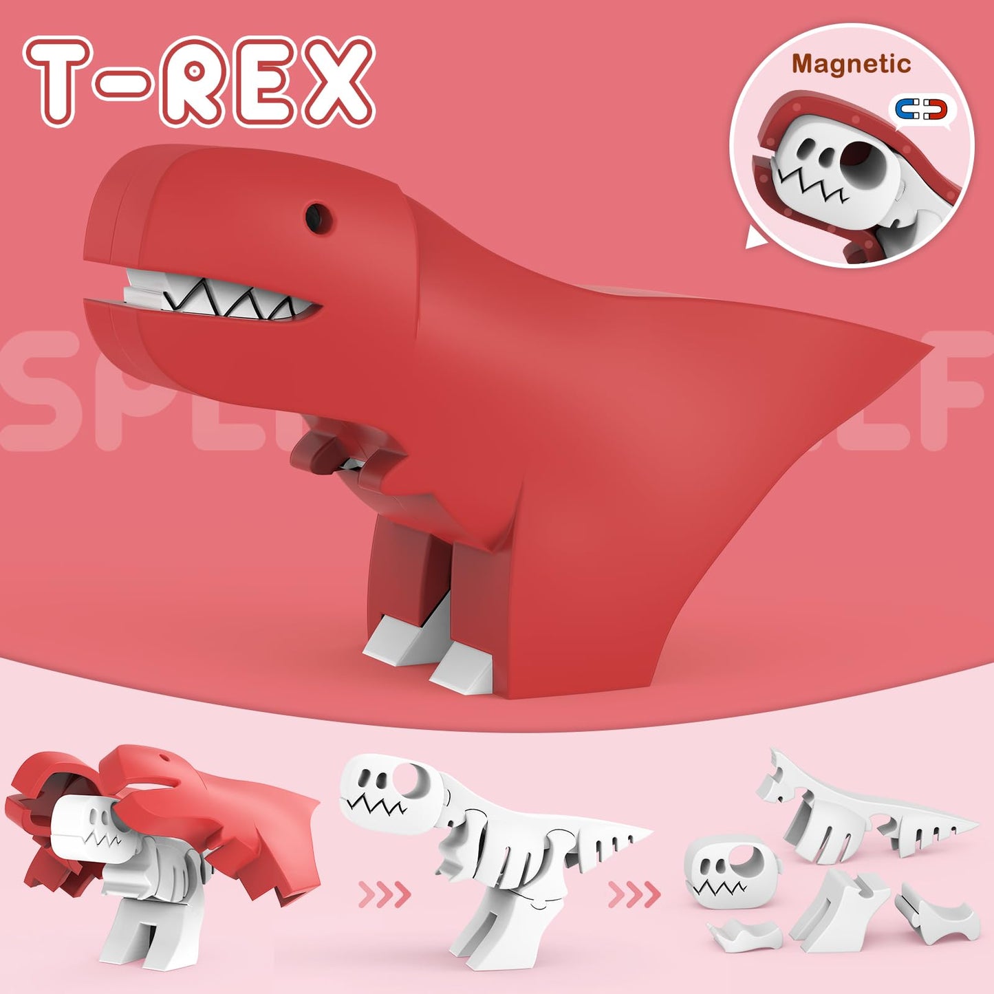 Toycost Magnetic Animal Building Toys – STEM 3D Puzzle for Toddlers (Lion, Elephant, Crocodile, Gnu)