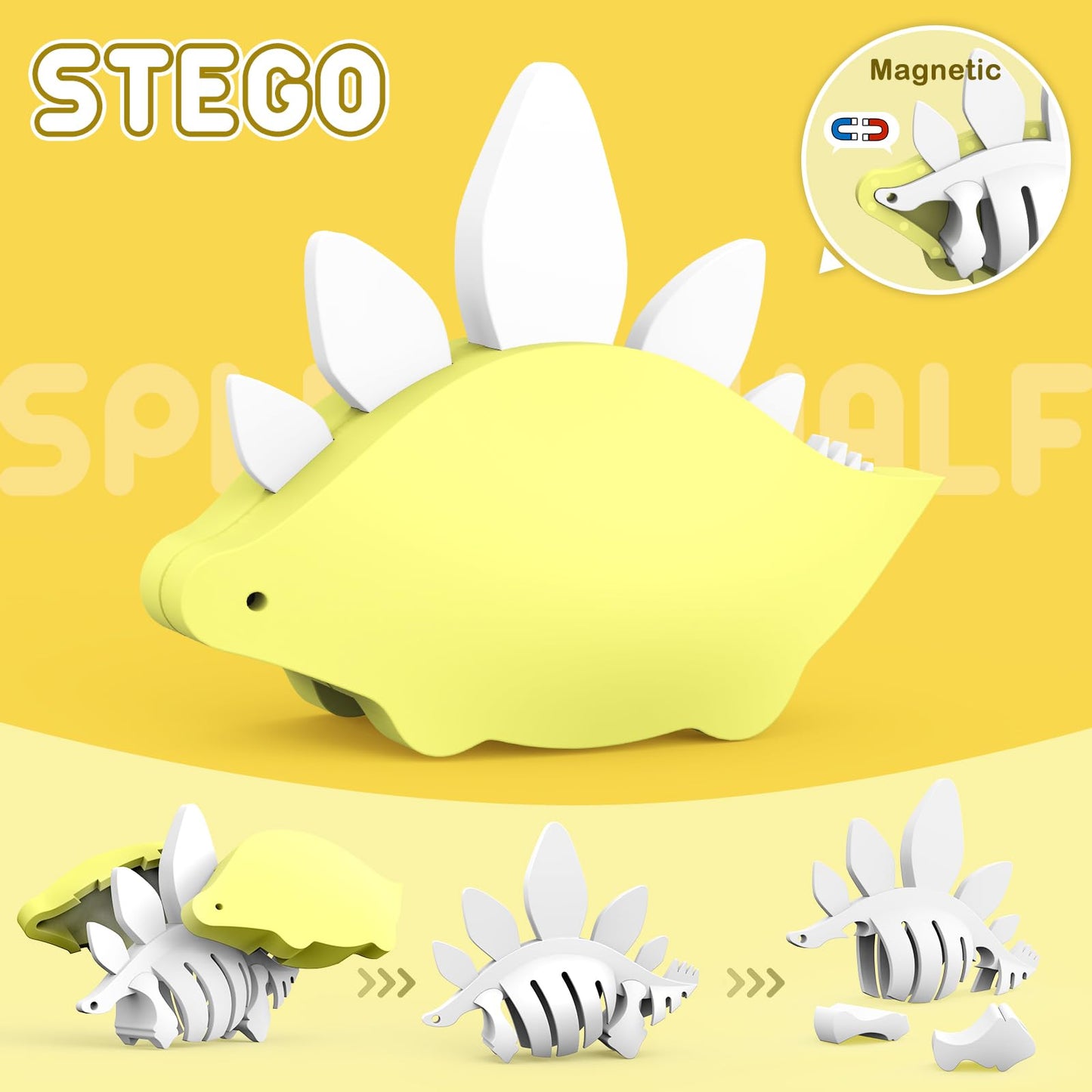Toycost Magnetic Animal Building Toys – STEM 3D Puzzle for Toddlers (Lion, Elephant, Crocodile, Gnu)