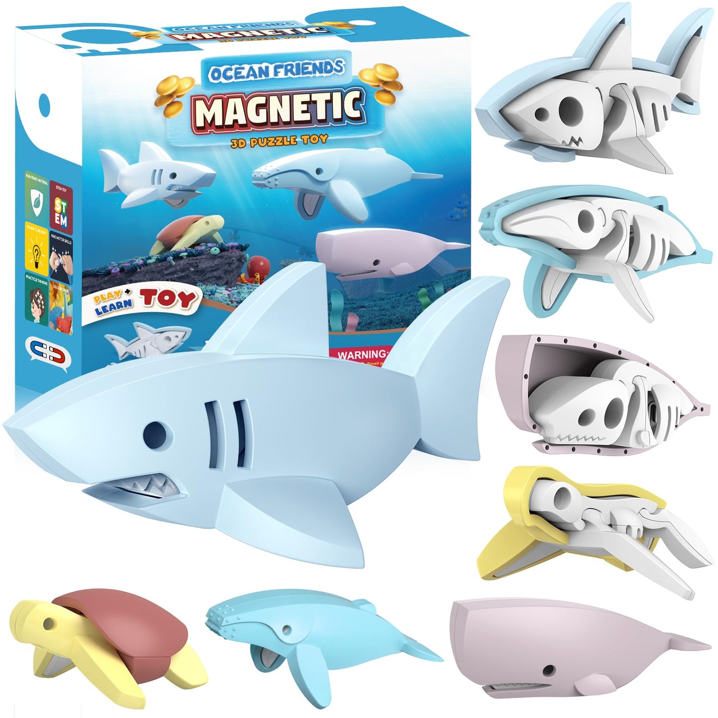 Toycost Magnetic Ocean Animals – STEM 3D Puzzle Toys for Kids 3-8