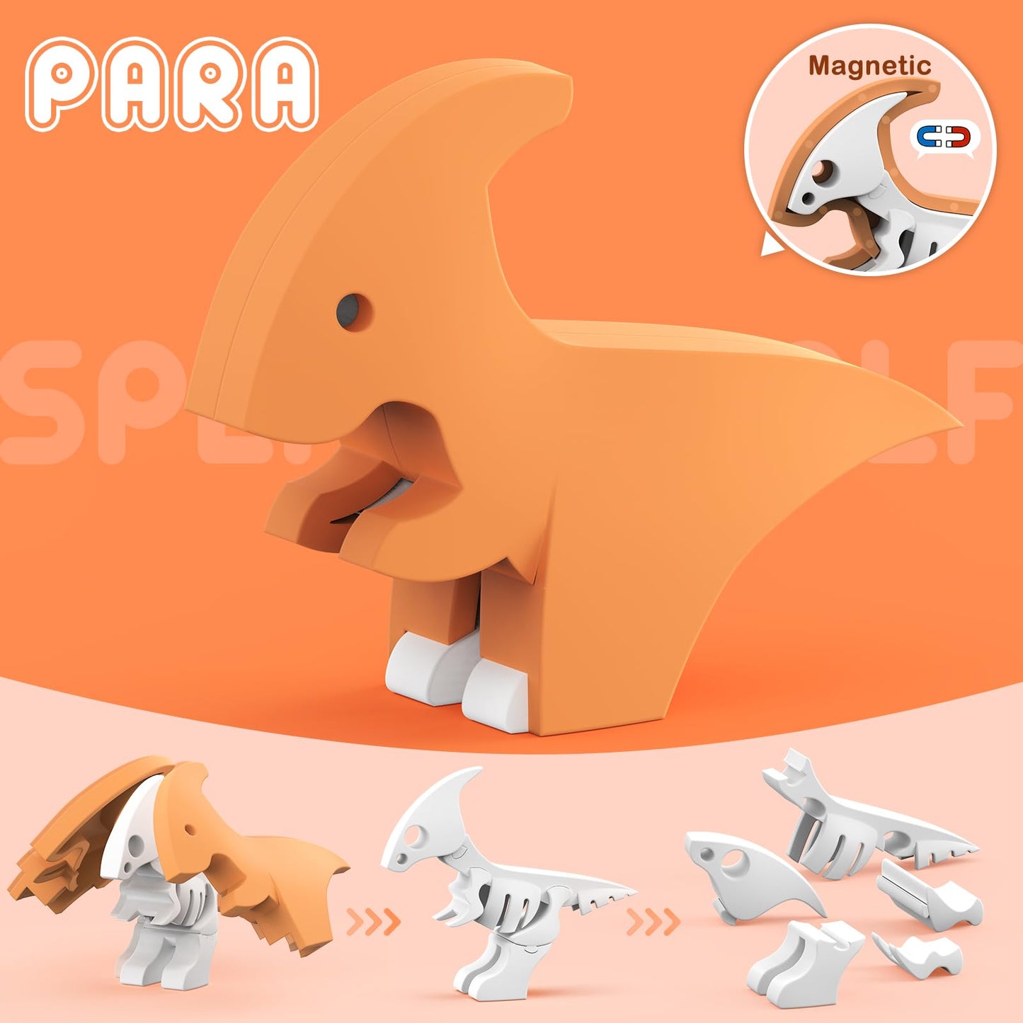 Toycost Magnetic Animal Building Toys – STEM 3D Puzzle for Toddlers (Lion, Elephant, Crocodile, Gnu)