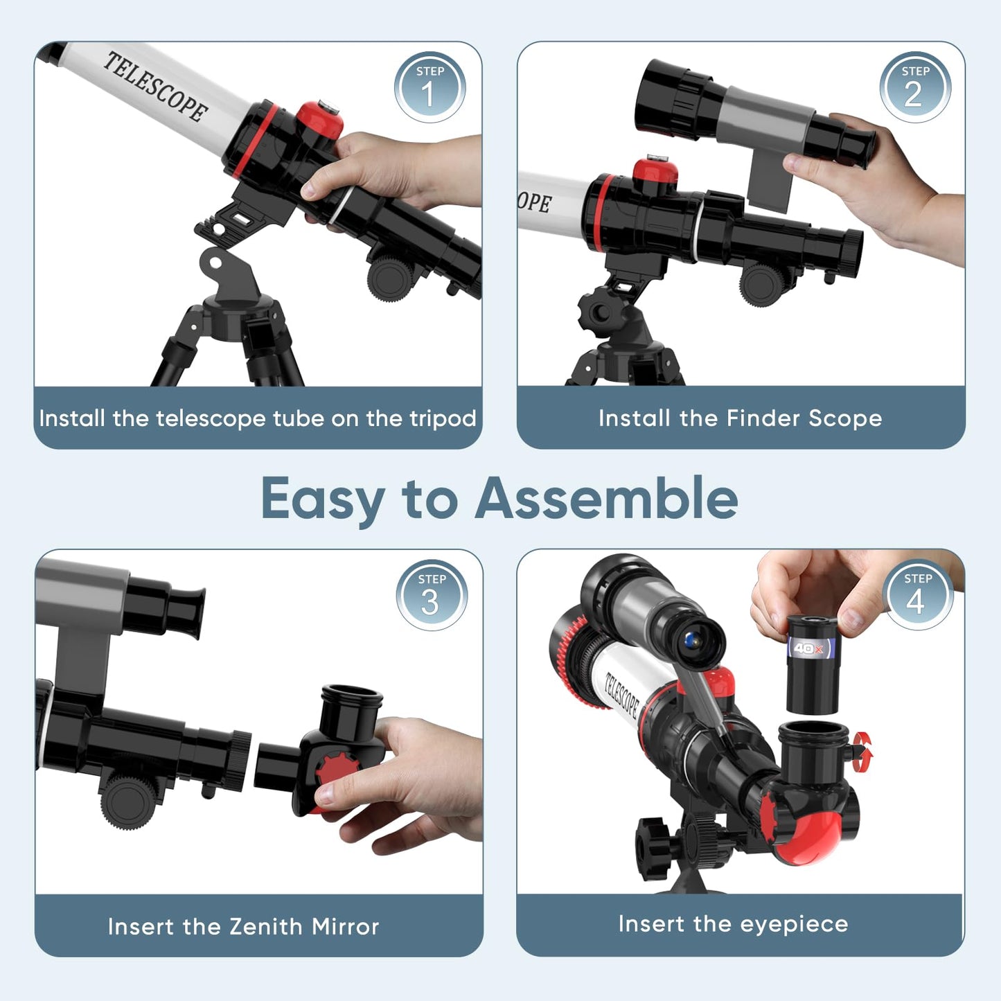 ToyerBee Kids Telescope – 20X/30X/40X Eyepieces, Compass & Tripod | STEM Toy for Ages 8-12