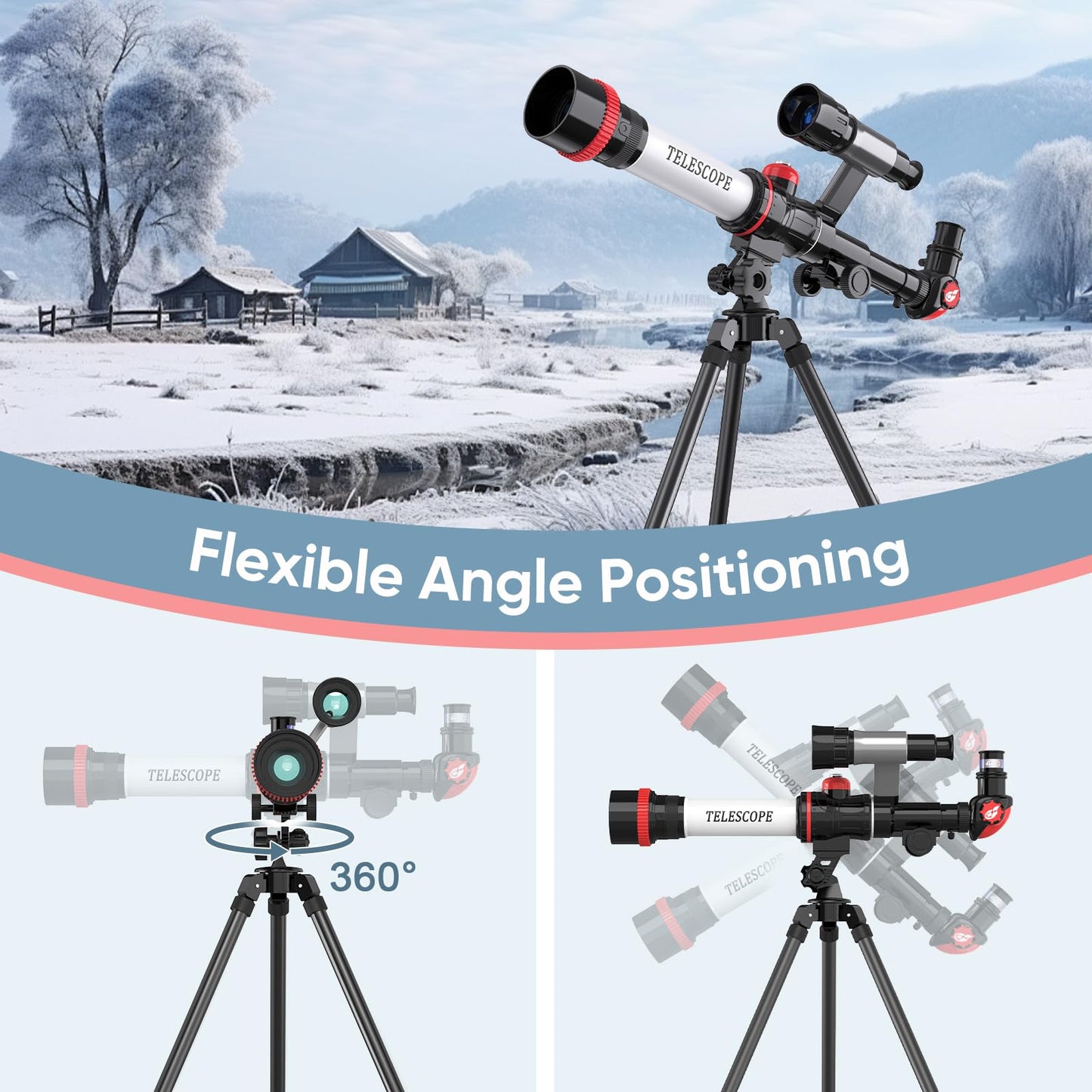 ToyerBee Kids Telescope – 20X/30X/40X Eyepieces, Compass & Tripod | STEM Toy for Ages 8-12