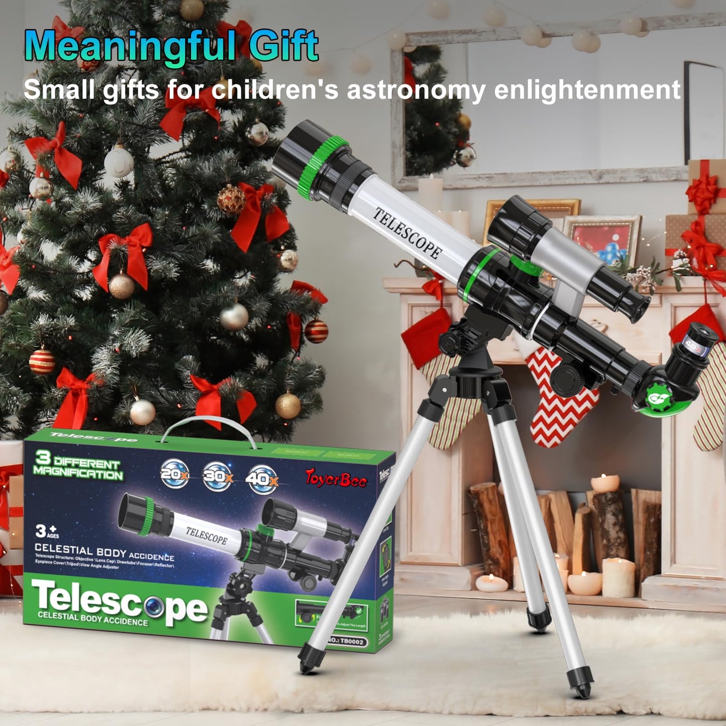 ToyerBee Kids Telescope — Portable 3-Eyepiece Space Toy with Compass